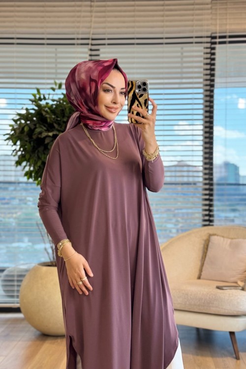 1735 Sandy Yarasa Kol Tunik Gül