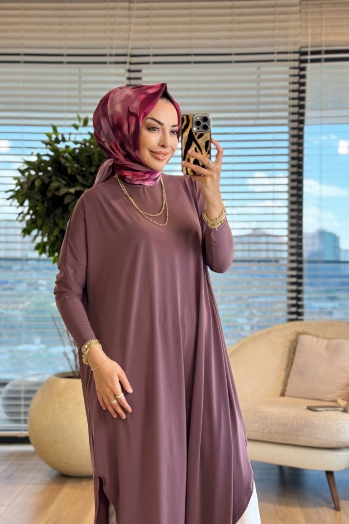 1735 Sandy Yarasa Kol Tunik Gül