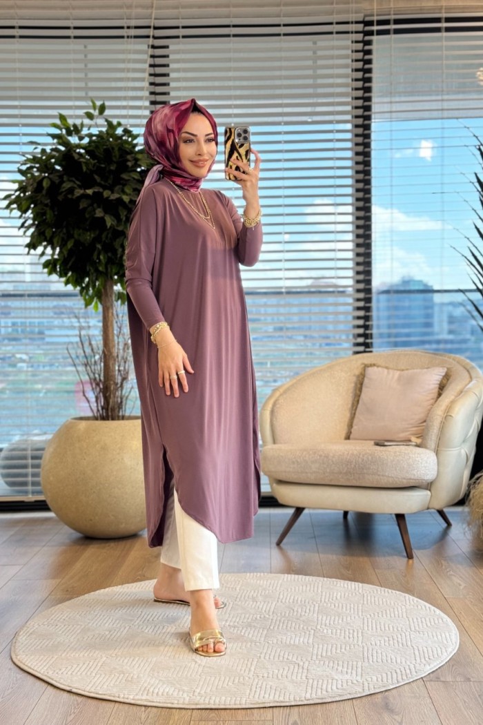 1735 Sandy Yarasa Kol Tunik Gül