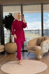 25015 Kolu İncili Fermuarlı Takım Fuşya