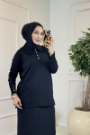 260 Dantelli Bebe Yaka Triko Tunik Siyah
