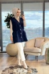 140508 Angora Uzun Yelek Lacivert