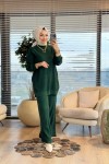 3444 Nopen Fitilli Triko Pantolon Takım Zümrüt