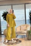3444 Nopen Fitilli Triko Pantolon Takım Yağ Yeşili