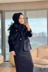 1005252 Tilki Tüylü Blazer Ceket Siyah