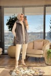 9280 Ön Çıçıtlı Kürk Yelek Antrasit