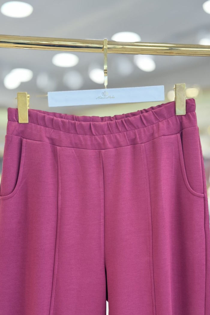 3952 Paçası İki Düğme Ve Biritli Pantolon Bordo