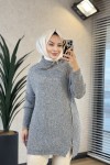 7768 Oslo Yandan Fermuarlı Triko Tunik Antrasit