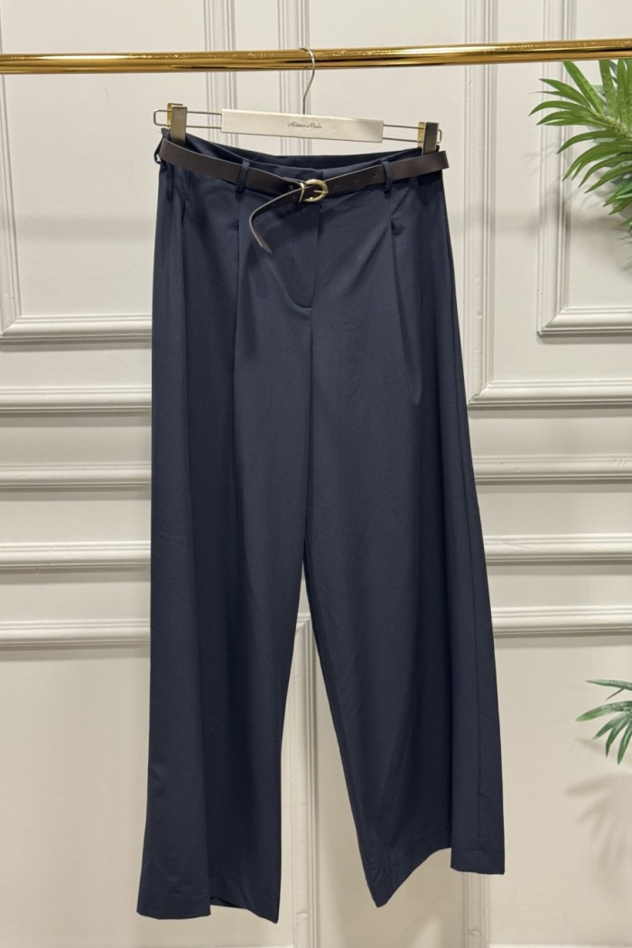 26116 Kemerli Bol Paça Pantolon Lacivert