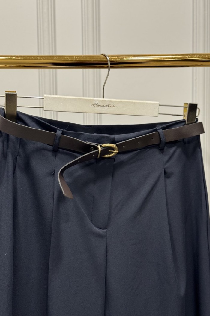 26116 Kemerli Bol Paça Pantolon Lacivert