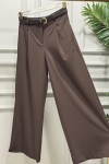 26116 Kemerli Bol Paça Pantolon Kahve
