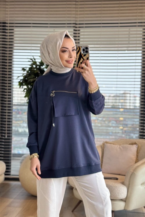 3051 Cebi Fermuar Detaylı Sweatshırt Antrasit