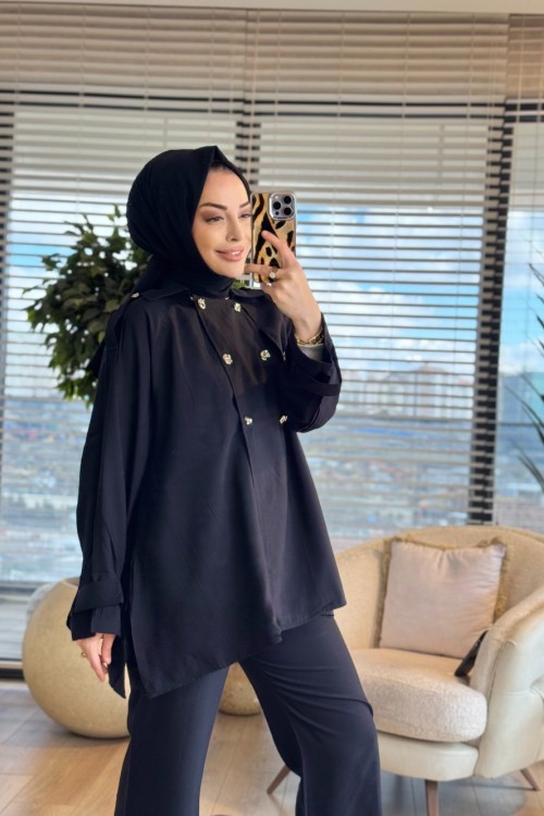 3299 Aller Detaylı Takım Siyah