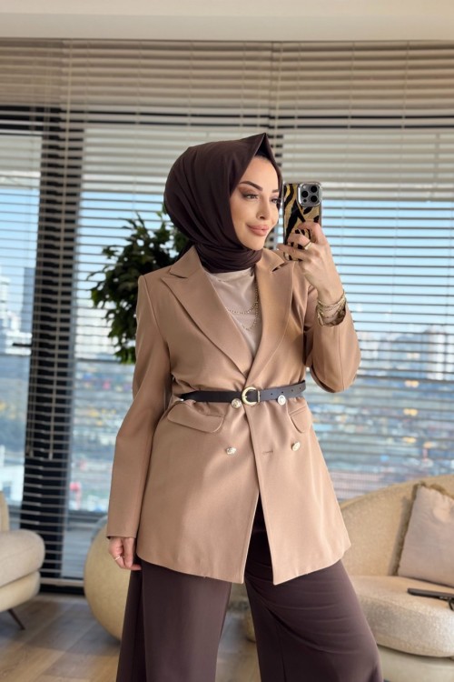 2028 Dört Düğmeli Ceket Latte
