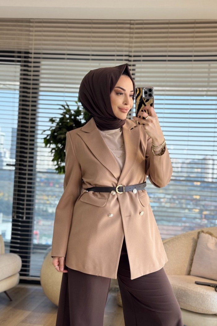 2028 Dört Düğmeli Ceket Latte