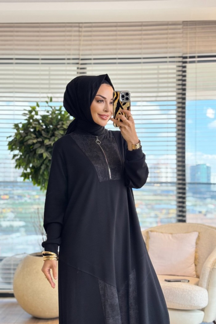26234 Osyho Kuğu Elbise Siyah 