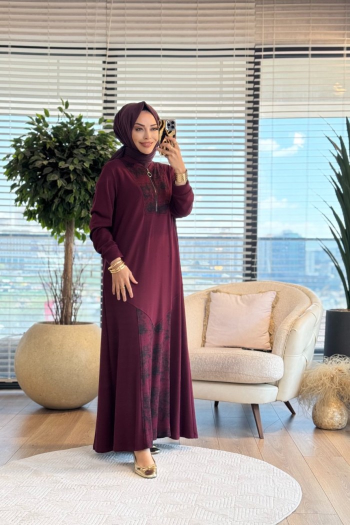 26234 Osyho Kuğu Elbise Bordo 
