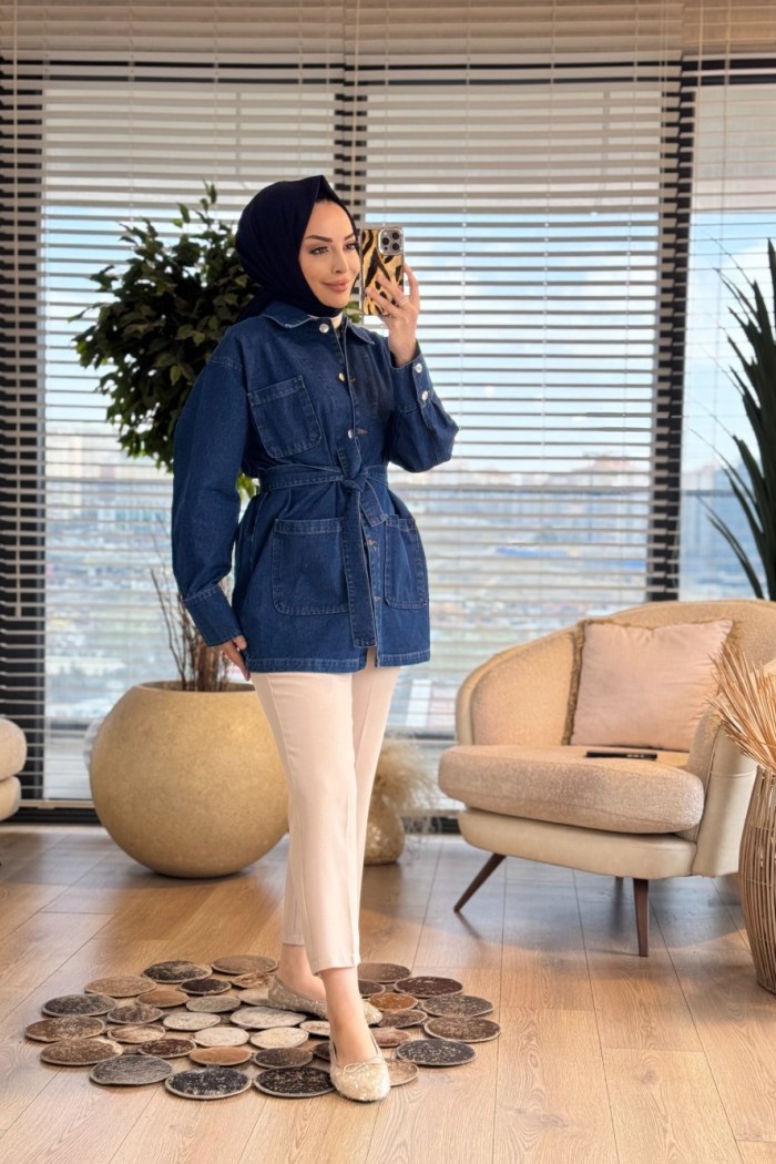 7448 Kot Önü Üç Cepli Ceket Lacivert 