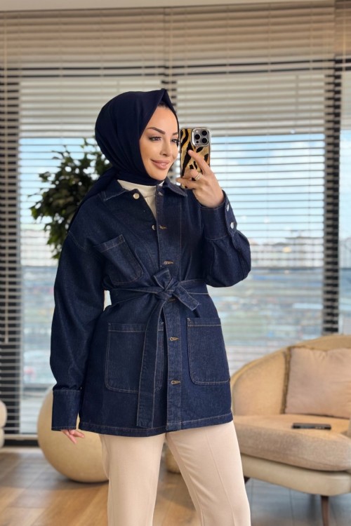 7448 Kot Önü Üç Cepli Ceket Koyu Lacivert 