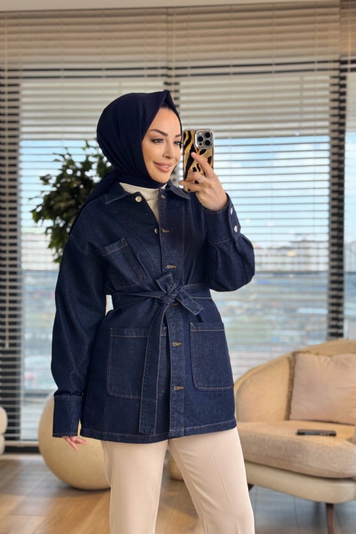7448 Kot Önü Üç Cepli Ceket Koyu Lacivert 
