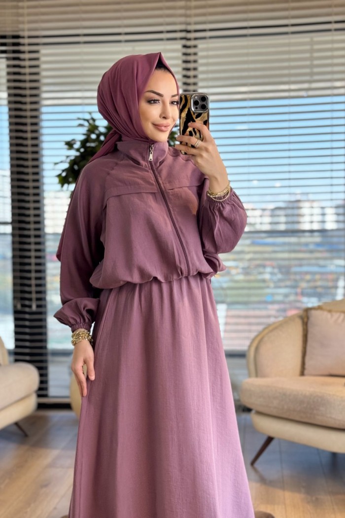 4454 Roba Parçalı Ön Fermuarlı Takım Gül 
