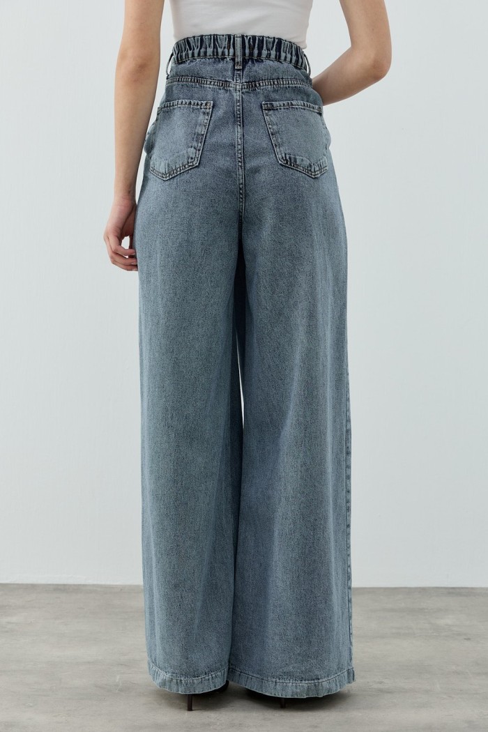 MRW1691 Pileli Denim Pantolon Mavi 