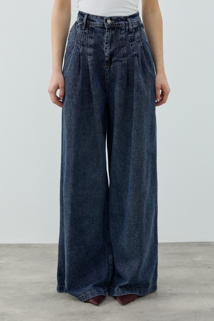 MRW1691 Pileli Denim Pantolon Lacivert 