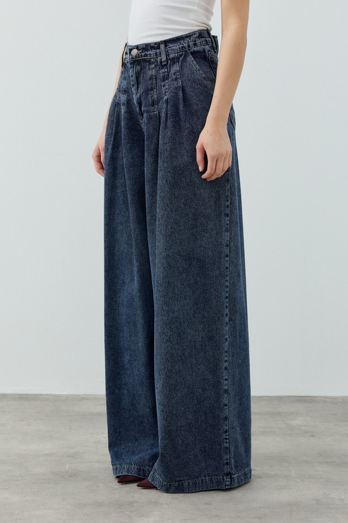 MRW1691 Pileli Denim Pantolon Lacivert 