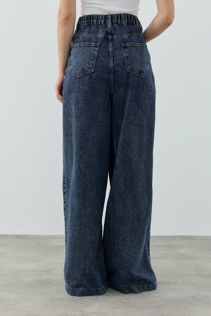 MRW1691 Pileli Denim Pantolon Lacivert 