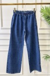 MRW1693 Palazzo Taşlı Denim Pantolon Lacivert 
