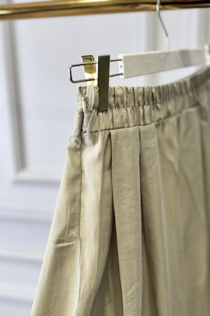 3206 Pileli Bol Paça Pantolon Yeşil 