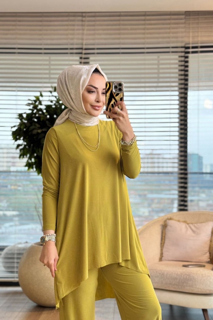 4197 Tokyo Şalvar Takım Yağ Yeşili 