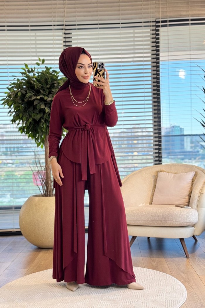 HWN6292 Sahra Takım Bordo 
