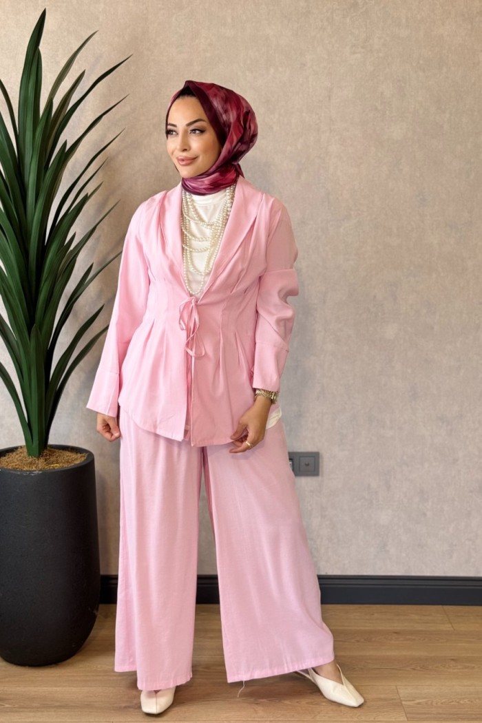 22889 Önü Bağcıklı Takım Pembe 