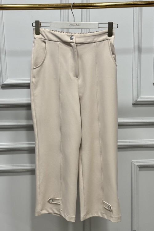 3977 Paçası Çakma Apoletli Pantolon Bej 