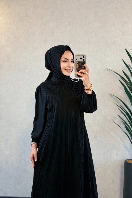 3726 Aybüke Elbise Siyah 