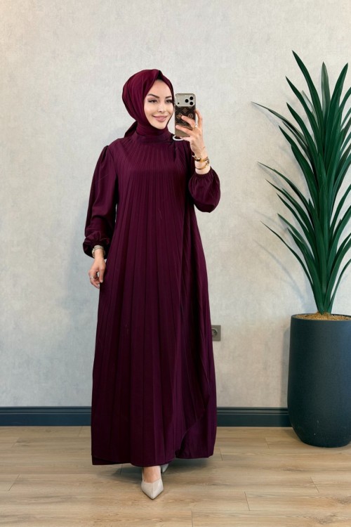 3726 Aybüke Elbise Mürdüm 