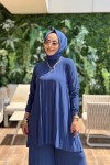 5005 Sandy Piliseli Pantolon Takım İndigo  