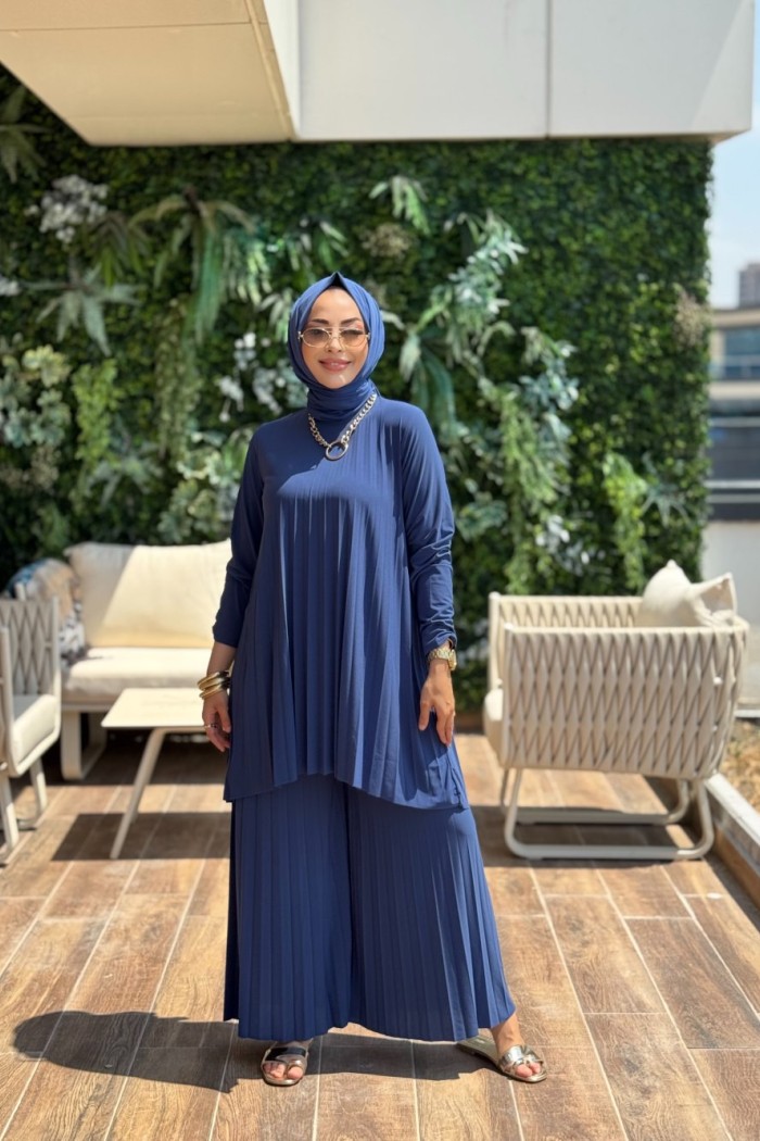 5005 Sandy Piliseli Pantolon Takım İndigo  