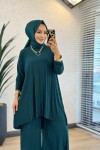 5005 Sandy Piliseli Pantolon Takım Zümrüt