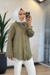 10775 Bürümcük Kumaş Fermuarlı Gömlek Haki 