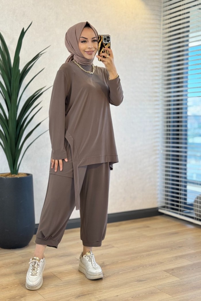 HWN9092 Lavin Şalvarlı Takım Vizon 