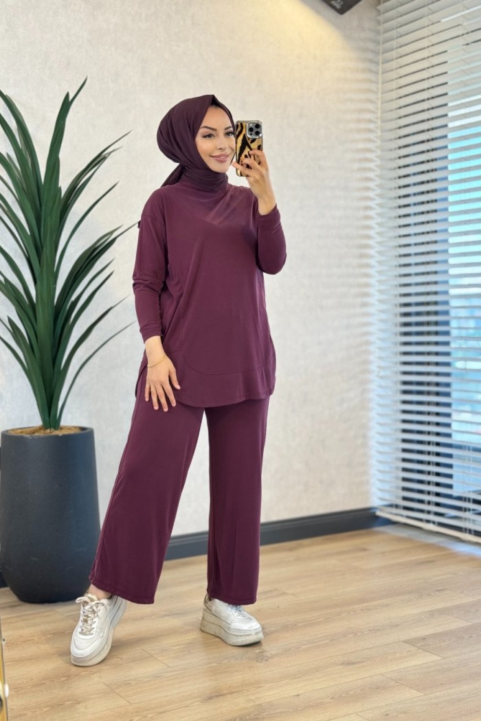 4428 İpek Lyocel Takım Bordo 