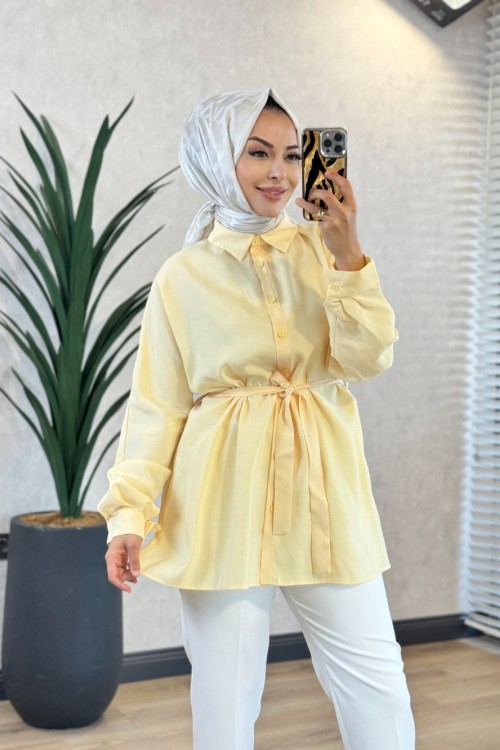 250352 İstanbul Kuşaklı Gömlek Sarı 