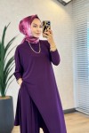 HWN6294 Lilyum Şalvarlı Takım Mürdüm 
