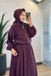 11251 Elbise Üstü Ceket 2li Takım Mürdüm 