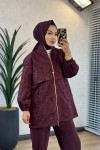 11252 Bürümcük Kumaş Kısa Kap Mürdüm 