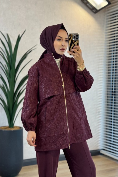 11252 Bürümcük Kumaş Kısa Kap Mürdüm 
