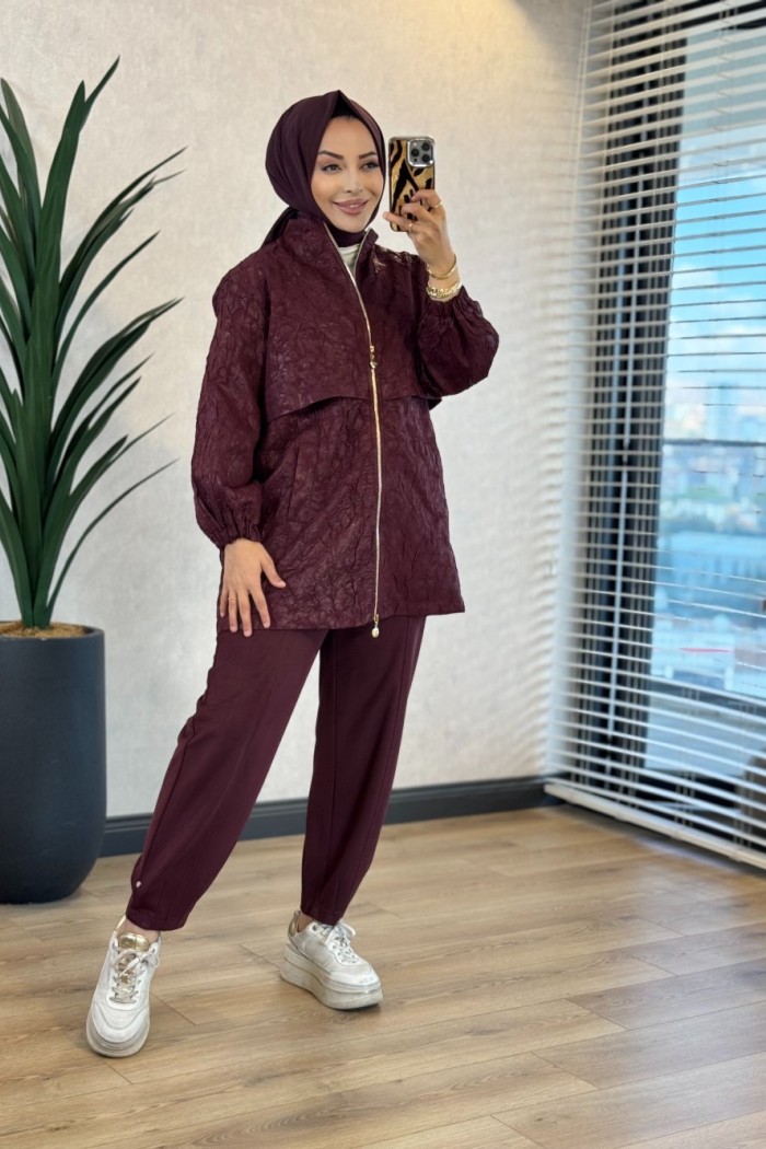 11252 Bürümcük Kumaş Kısa Kap Mürdüm 