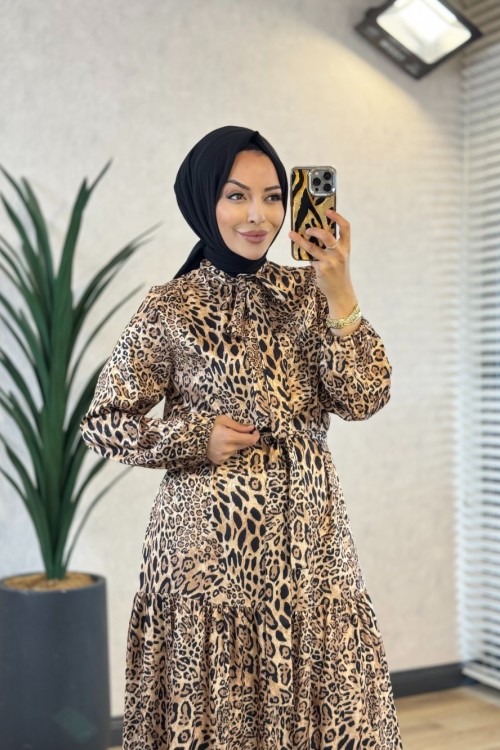 4081 Hale Elbise Leopar 